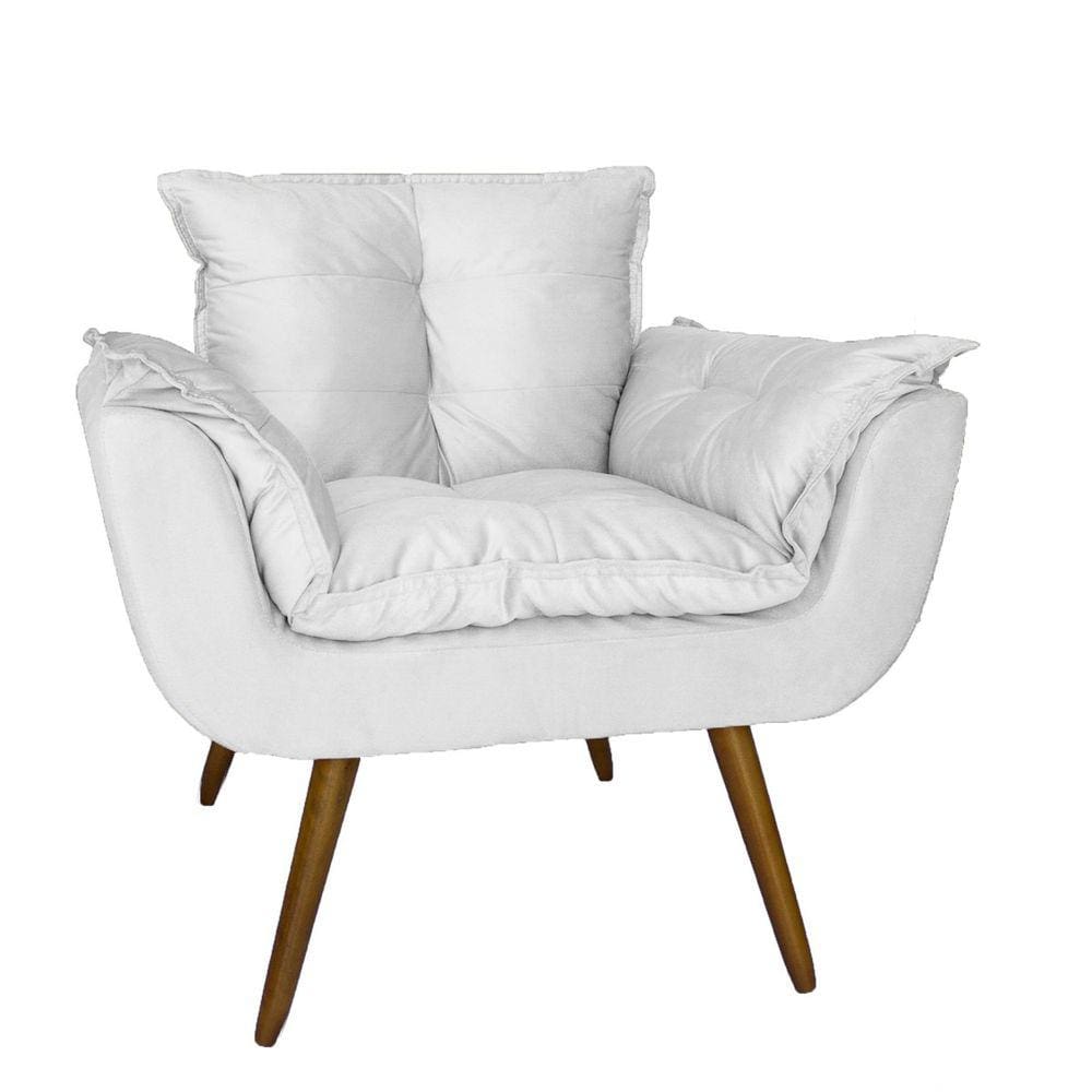 Poltrona Decorativa Estofada Para Salão de Beleza Opala Corano Branco - LM DECOR