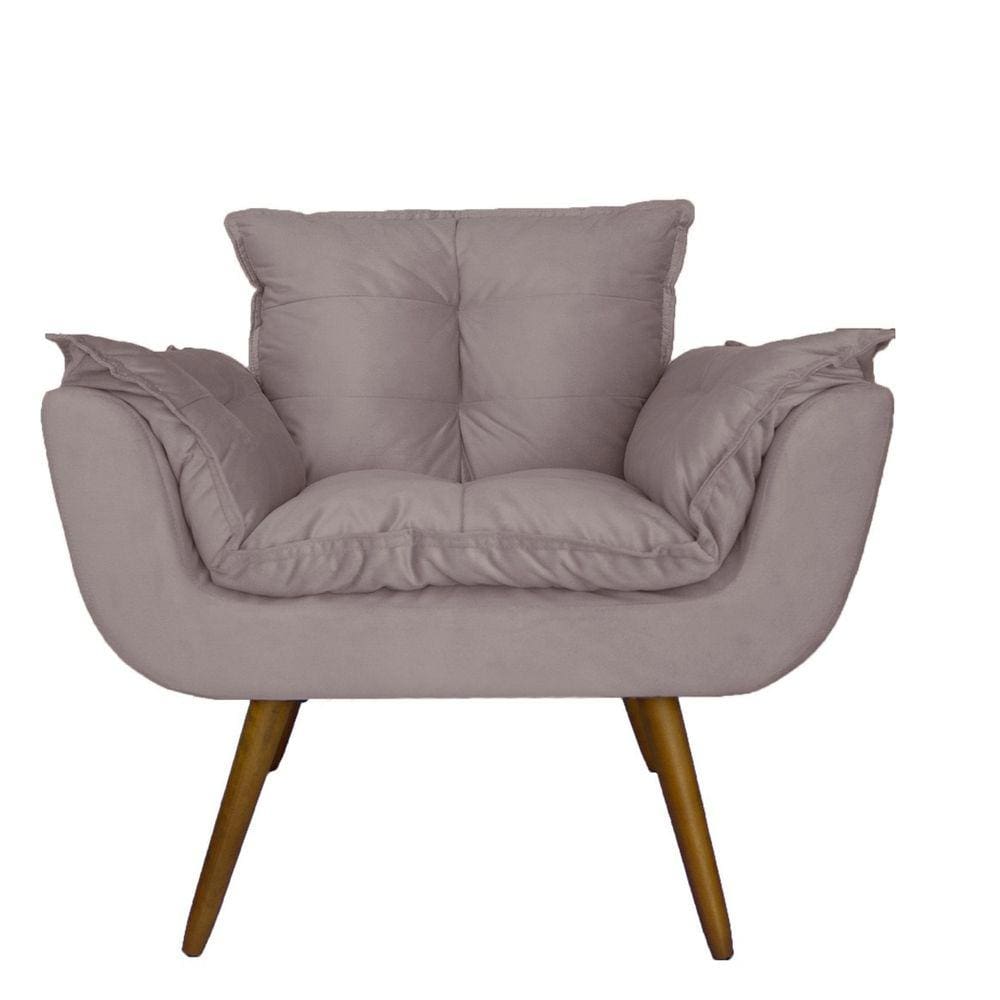 Poltrona Decorativa Estofada Para Consultório Opala Suede Rose - LM DECOR