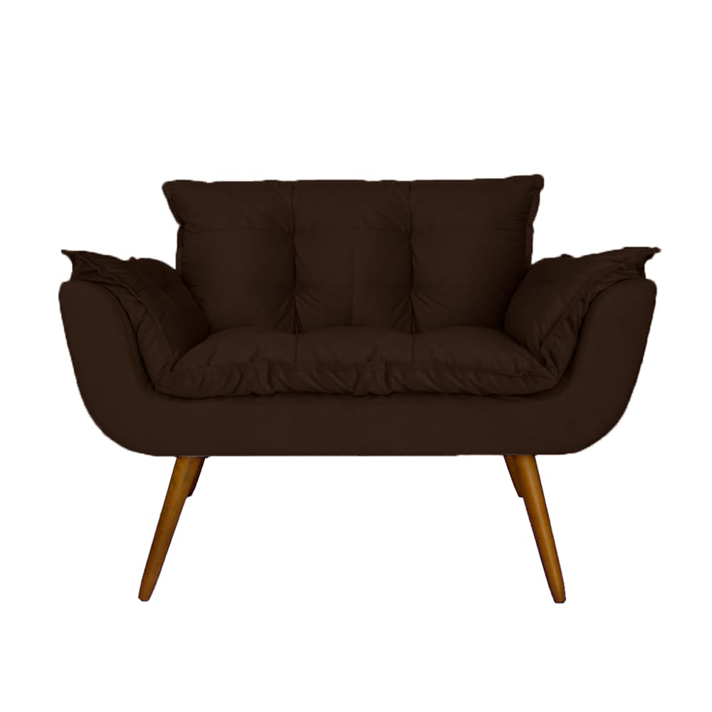 Namoradeira Poltrona Sofá 2 Lugares Sala de Estar Opala Suede Marrom - LM DECOR