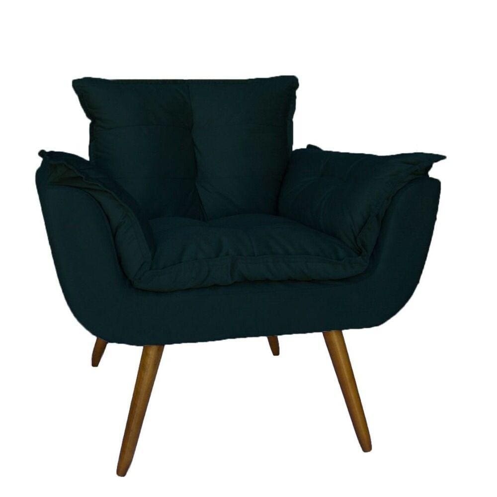 Poltrona Decorativa Para Sala E Recepção Opala Suede Azul Marinho - LM DECOR
