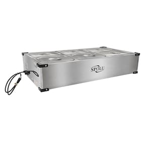 Balcão Buffet Rechaud Térmica Mesa Self Service Inox 6 Cubas Spolu
