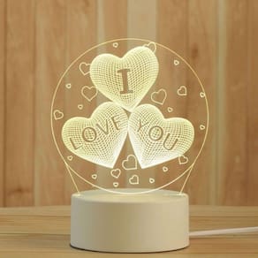 Luminária de Mesa Abajur 3D I Love You Led 4W 5V 3 Cores
