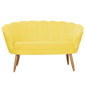 Namoradeira Estofada 2 Lugares Para Sala Comercial Pétala Suede Amarelo - LM DECOR