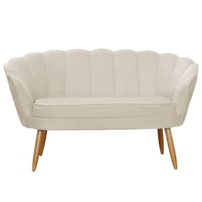 Namoradeira Estofada 2 Lugares Para Sala Comercial Pétala Suede Bege - LM DECOR