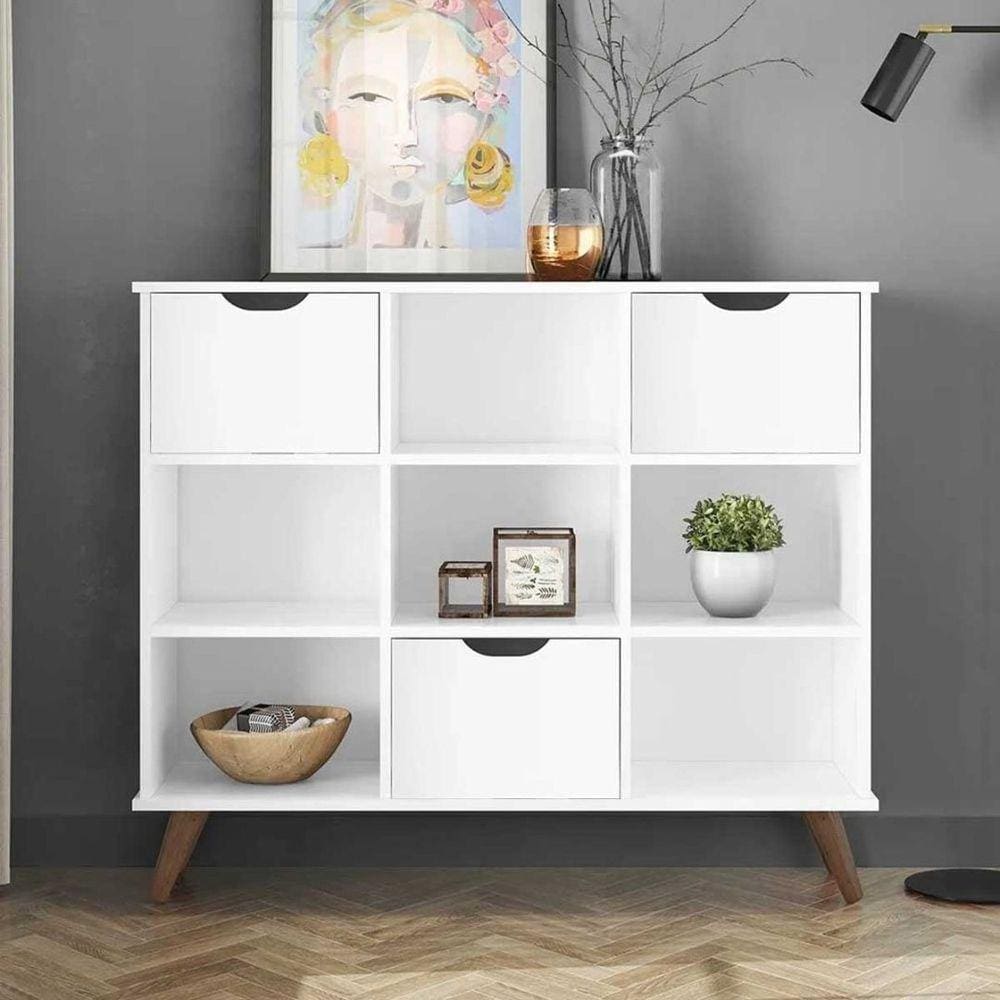 Nicho Organizador Retro Branco Com 3 Gavetas Brancas Qmovi Móveis