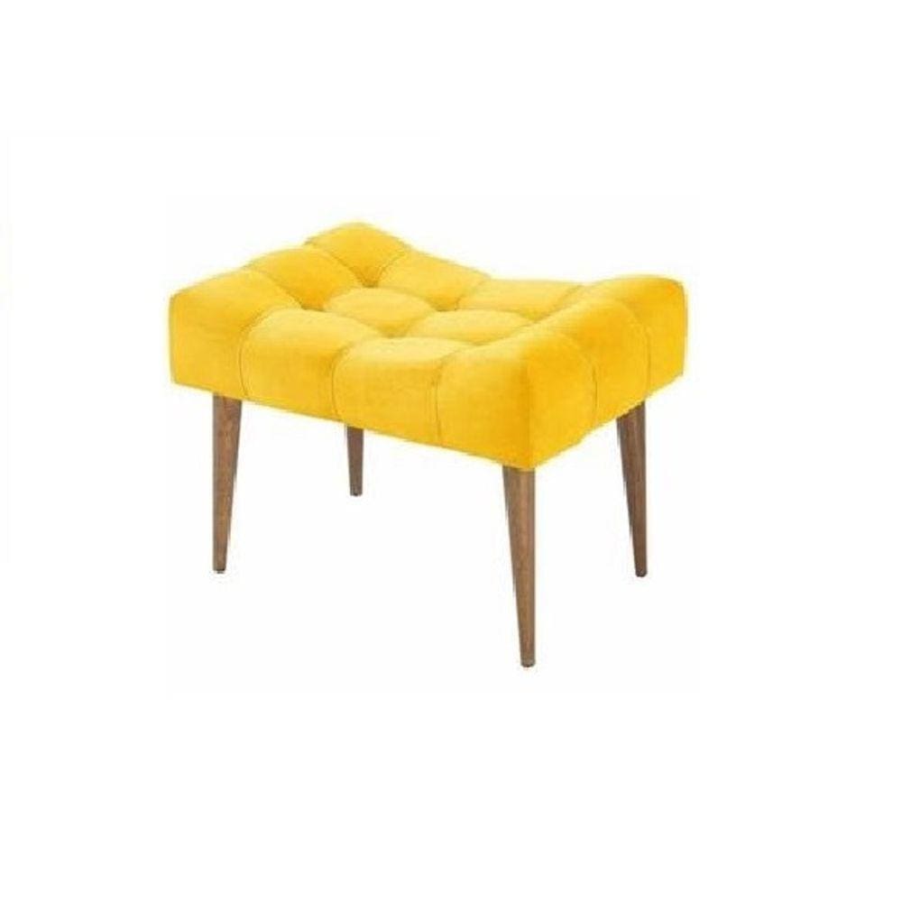 Puff Banqueta Decorativa Para Sala E Quarto Requinte Suede Amarelo  -LM DECOR