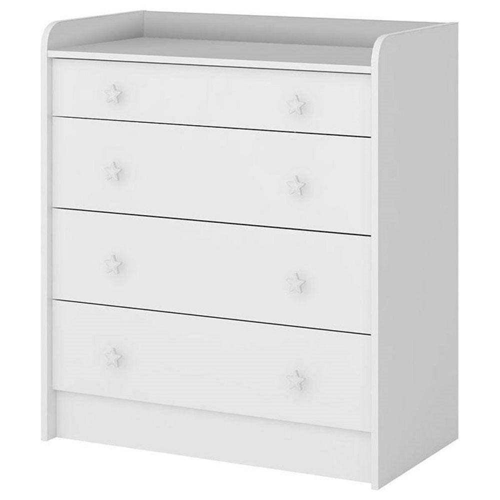 Cômoda Infantil Trocador Doce Sonho 4 Gavetas Branco 2523 Qmovi
