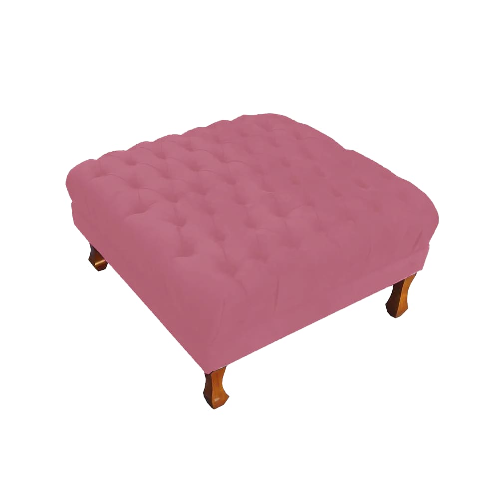 Puff Banco Retrô Luis Xv Capitonê 40 x 70 x 70cm Quarto Closet Rosa Barbie - LM DECOR