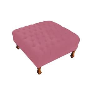 Puff Banco Retrô Luis Xv Capitonê 40 x 70 x 70cm Quarto Closet Rosa Barbie - LM DECOR