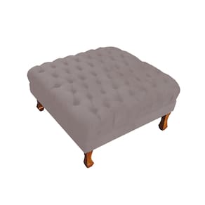 Puff Banco Retrô Luis Xv Capitonê 40 x 70 x 70cm Quarto Closet Suede Rose - LM DECOR