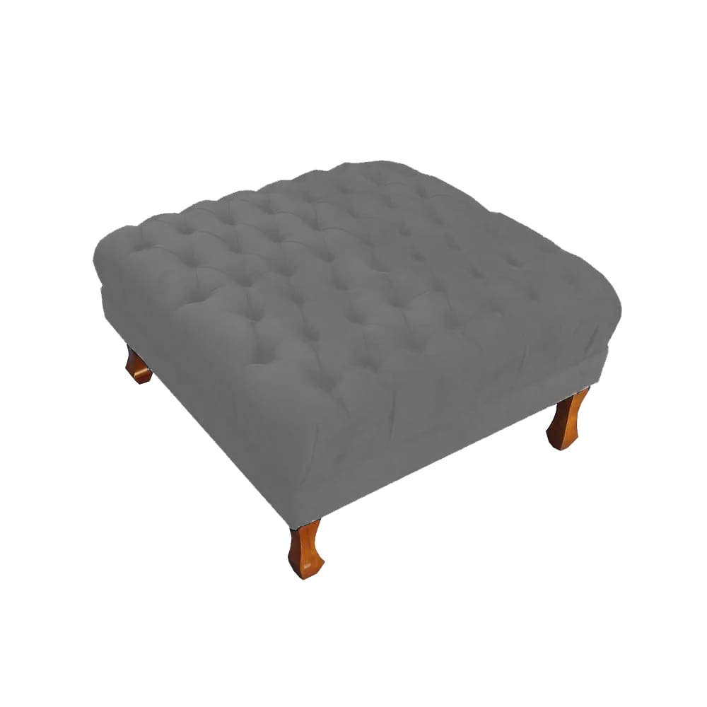 Puff Banco Retrô Luis Xv Capitonê 40 x 70 x 70cm Quarto Closet Suede Cinza - LM DECOR