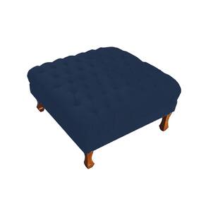 Puff Banco Retrô Luis Xv Capitonê 40 x 70 x 70cm Sala Salão Suede Azul Marinho - LM DECOR