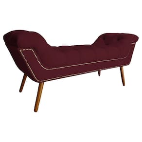 Recamier Calçadeira Estofado Sienna Casal 140 Cm Suede Vermelho Bordo - LM DECOR