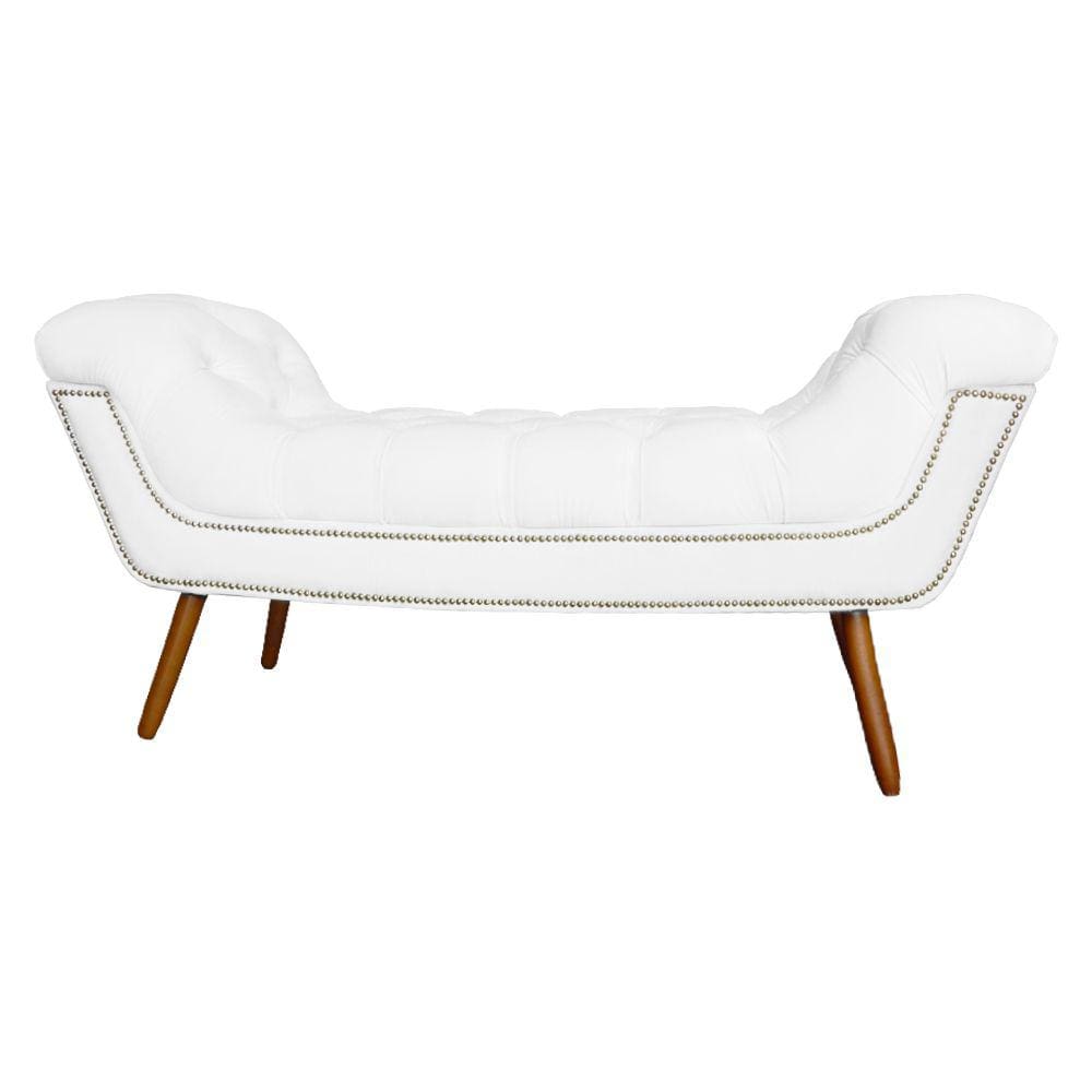 Recamier Calçadeira Estofado Sienna King 195 Cm Corano Branco - LM DECOR