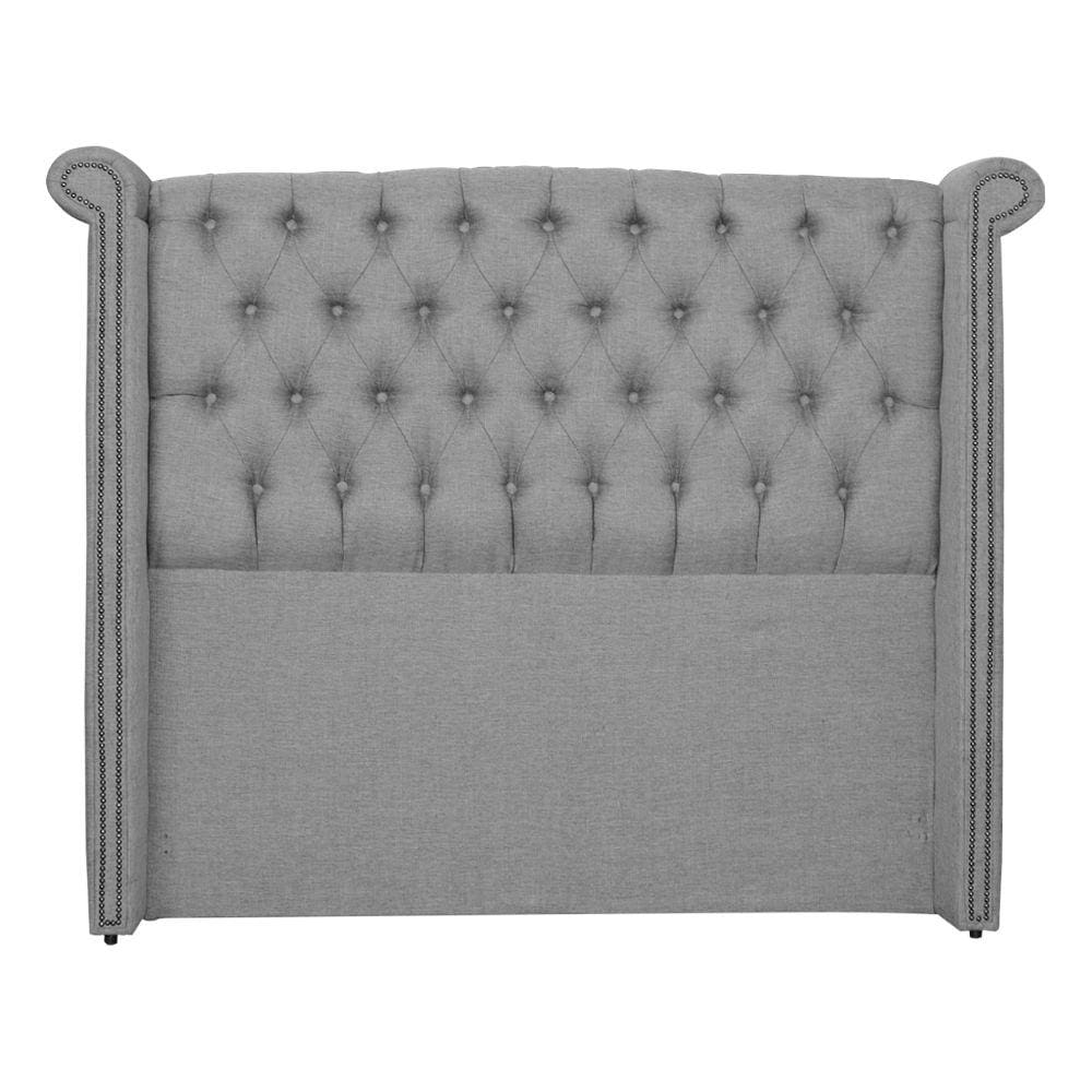 Cabeceira Estofada Sienna Para Cama Box King 195 Cm Linho Cinza - LM DECOR