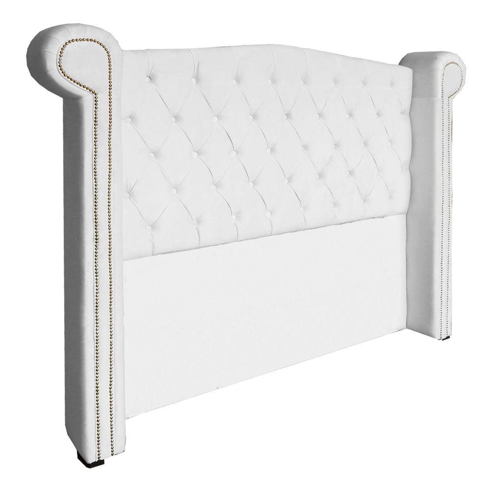 Cabeceira Estofada Sienna Para Cama Box King 195 Cm Corano Branco - LM DECOR