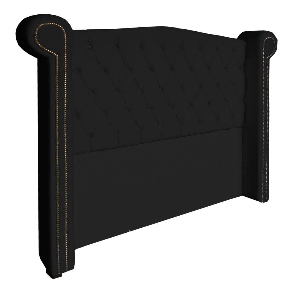 Cabeceira Estofada Sienna Para Cama Box King 195 Cm Suede Preto - LM DECOR