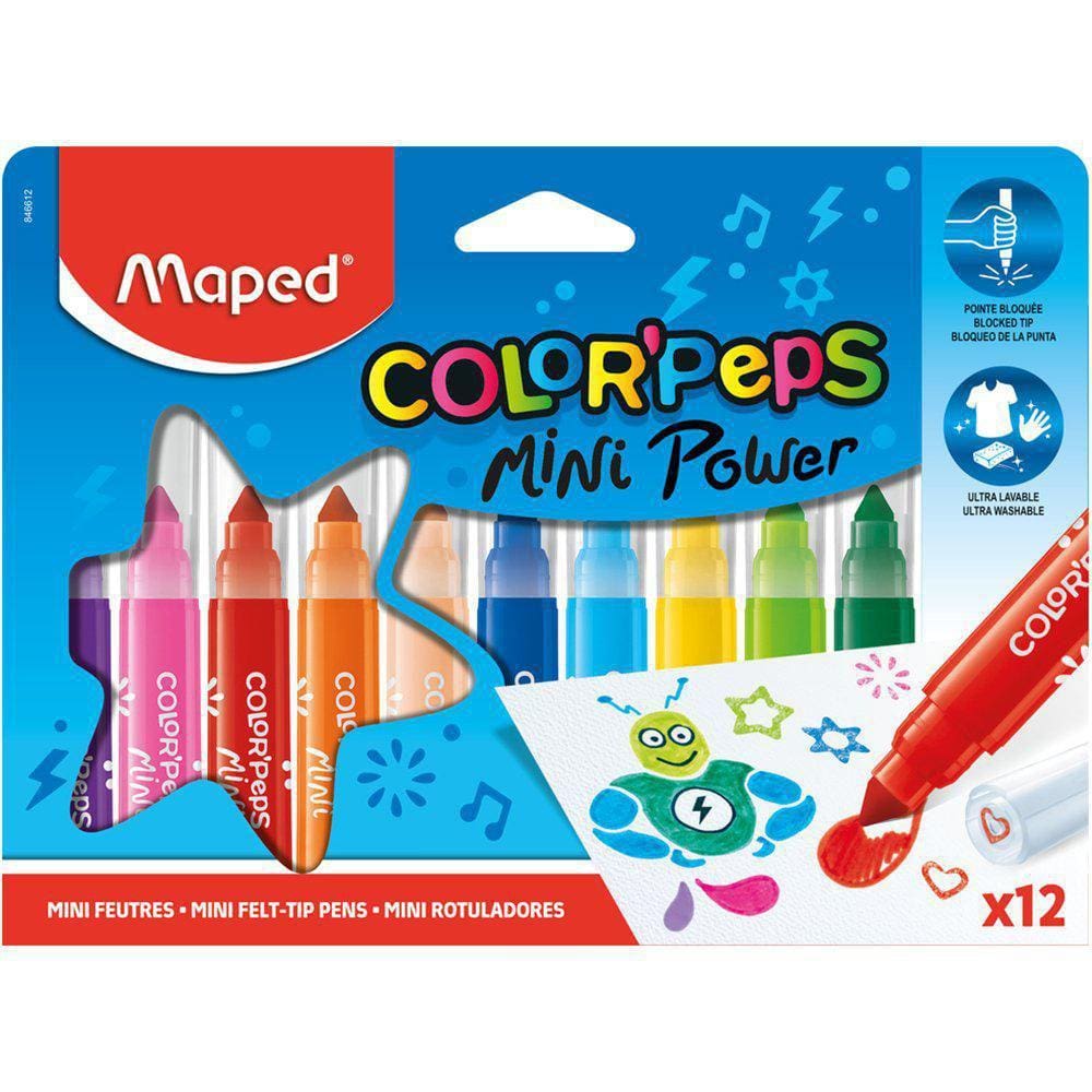 Canetinha Hidrográfica Maped Jumbo Mini Power 12 Cores