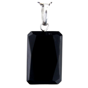 Colar Onix Preto Facetado Manual Prata 950 Pino e Perinha
