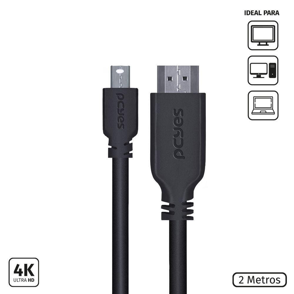 Cabo Mini Displayport Macho Para Hdmi 2.0 Macho 2 Metros - Pmdph4K-2