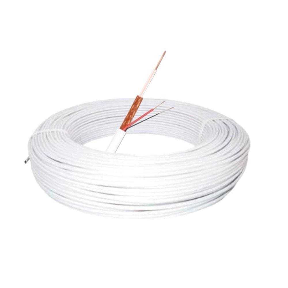 Cabo Coaxial Telecam Rf 4Mm 80% Liga Cobre Interna Branco 100M