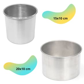 Kit c/ 2 pçs (1 Forma Redonda Alta 15x10cm + 1 Forma Redonda Alta 20x10cm Alumínio)