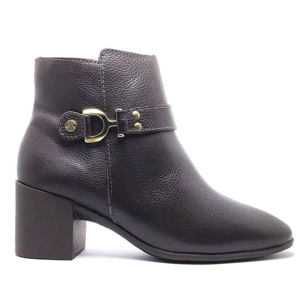 Bota feminina couro cano baixo detalhe metalizado Bottero