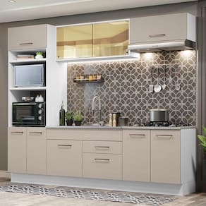 Armário de Cozinha Completa 270cm Branco/Crema Agata Madesa 03