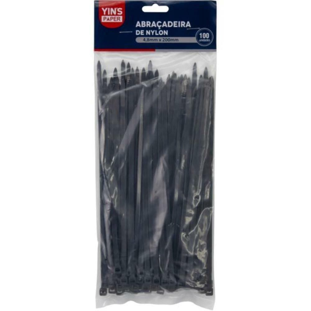 Abraçadeira Nylon 4,8Mm X 200Mm Preta - Yins