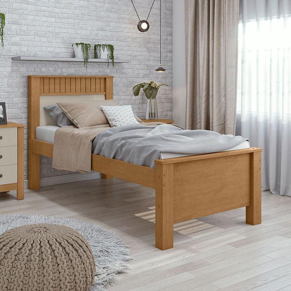 Cama Solteiro Ambiente Athenas 90 Amêndoa Clean Off White Flex - Lopas