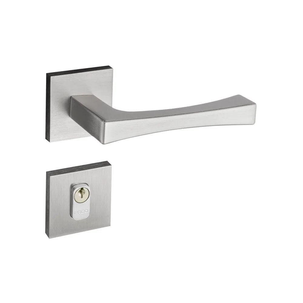 Fechadura Vivaldi Cromado Acetinado Roseta Quadrada 40mm Pado Externa