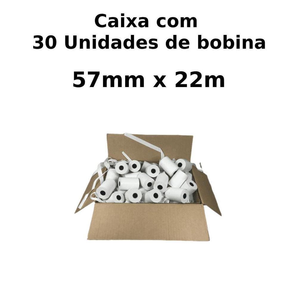Bobina Térmica Sensível Para Relógio De Ponto/ Comprovantes Fiscais Caixa Com 30 Unidades 57Mm X 22M Plavitec - Branca