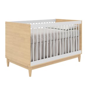 Berço Mini Cama Tomi - Carvalho Malva com Branco