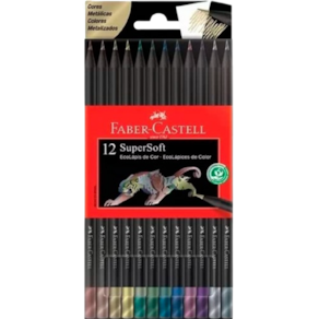 Ecolápis de cor Supersoft 12 Cores Metálicas Faber-Castell