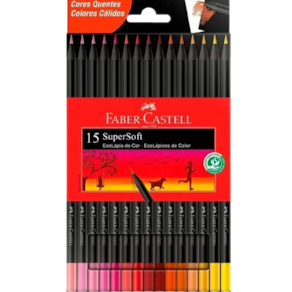 Ecolápis de cor Supersoft 15 Unid Tons Quentes Faber-Castell