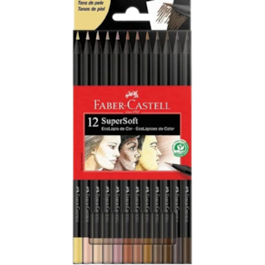 Lápis de Cor Supersoft Faber-Castell 12 Cores Tons de Pele