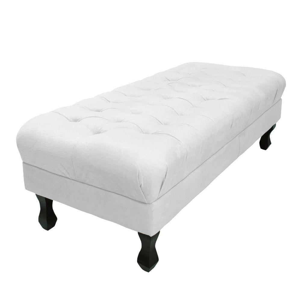 Puff Decorativo Retrô Luis Xv Captonê 1 Metro Corano Branco