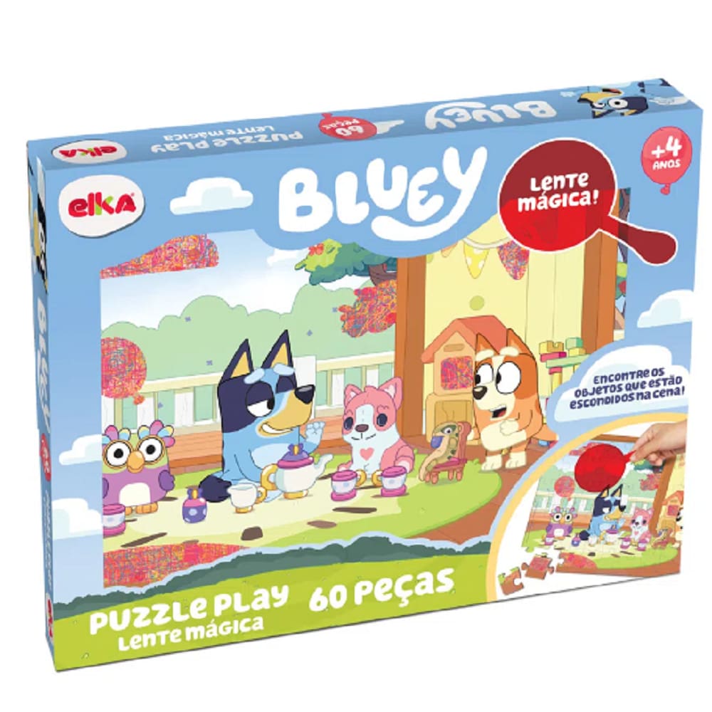 Puzzle Play 60 Peças - Lente Mágica - Bluey - Elka