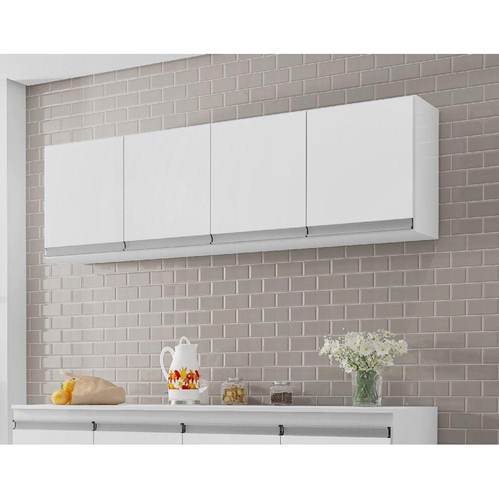 Armário Aéreo 4 Portas Andréia 150cm Branco - AJL Móveis