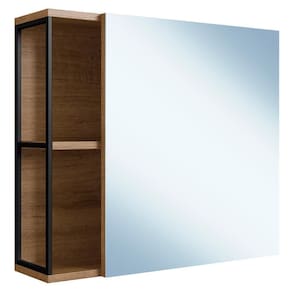 Armario Para Banheiro 60 Cm Com Espelho Preto Mell P1015 Pp Preto Mell