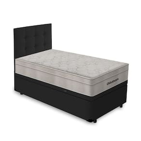 Box Baú + Cabeceira Cassis e Colchão Solteiro- Ortobom- AirTech SpringPocket- 88x188x72cm Preto