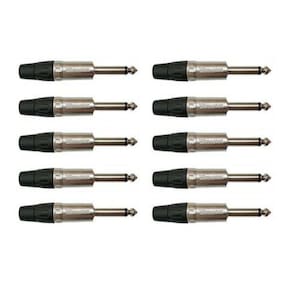 KIT 10 Plug P10 Stereo 6.3MM 1/4 Nickel PLT TRS L BK NI WC 1123 Wireconex