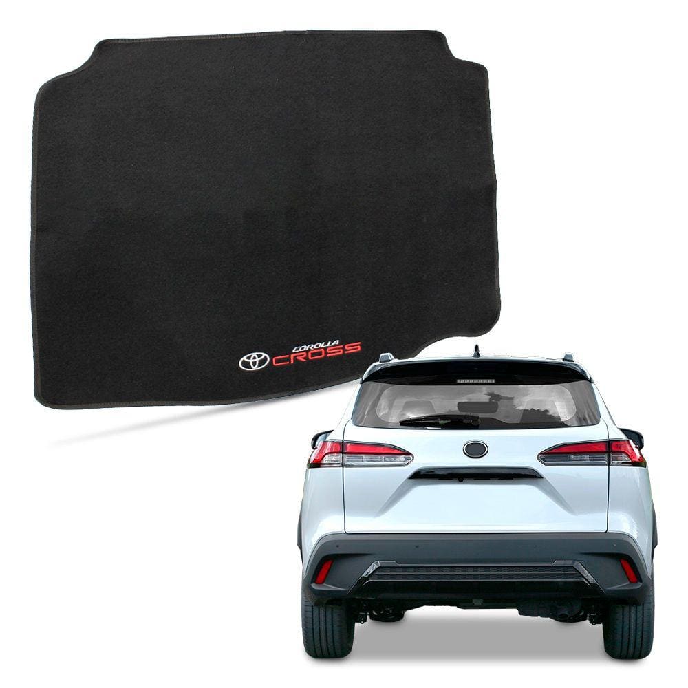 Tapete Porta Malas Corolla Cross 2021 2022 2023 2024 Carpete Preto com Emblema Bordado
