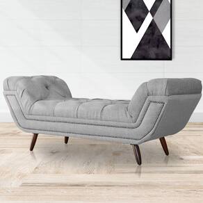 Recamier Calçadeira Estofado Sienna Queen 160 Cm Linho Cinza - LM DECOR