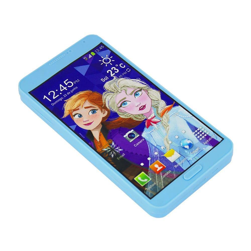 Celular de Brinquedo Smartphone Disney Frozen Com Som Azul