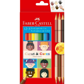 Lápis de cor Ecolápis Caras e Cores Faber-Castell 12+3 cores