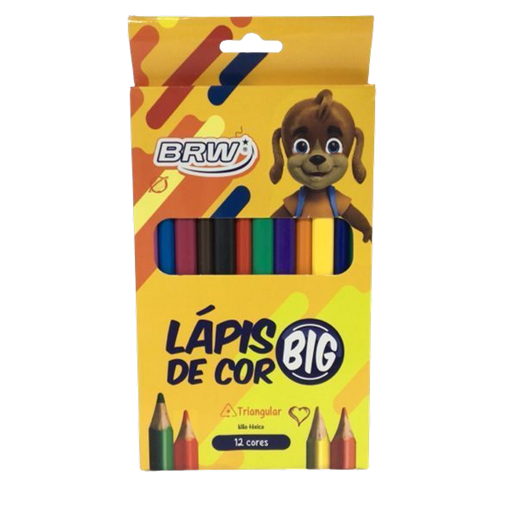 Lápis de cor Big corpo triangular 12 cores Marca BRW