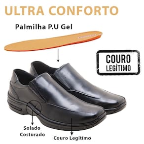 Sapato Casual Em Couro Ultra Conforto M&D Store Sola Costurada