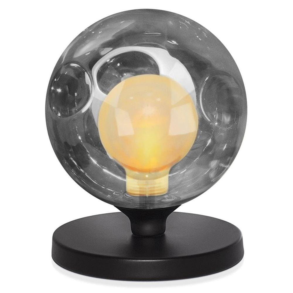 Luminária mesa Touch Globo Harmony Fumê Base Redonda Preta