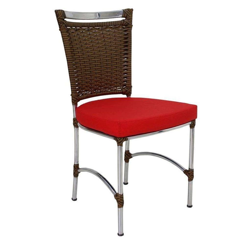 Cadeira Em Alumínio E Fibra Sintética Jk Cozinha Edícula Sepia E Vermelho